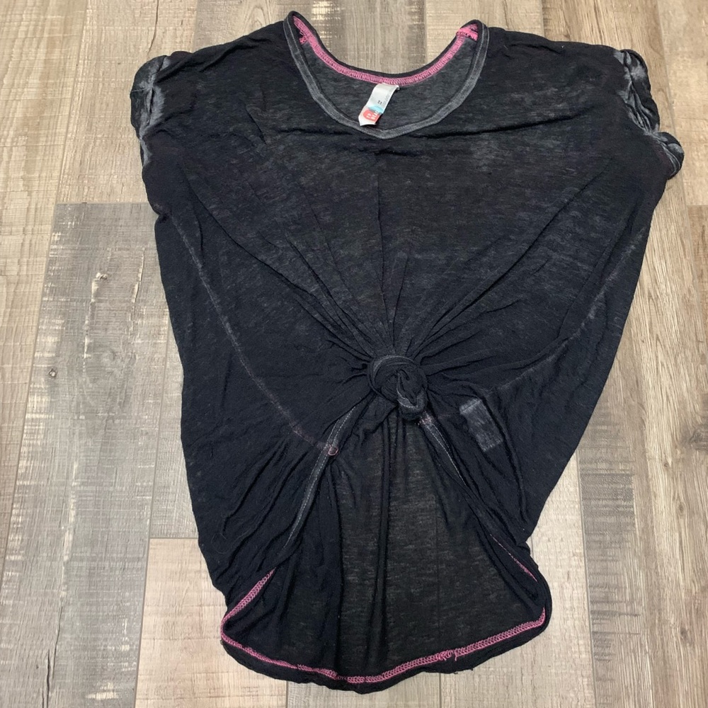 Free People FP Beach Keep Me Tee Heathered Grey Black Size XS